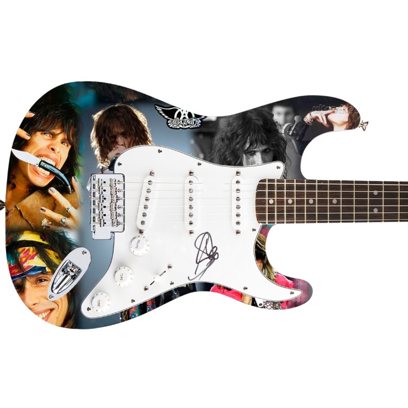 Battipenna chitarra Fender personalizzata - Autografato da Steven Tyler degli Aerosmith