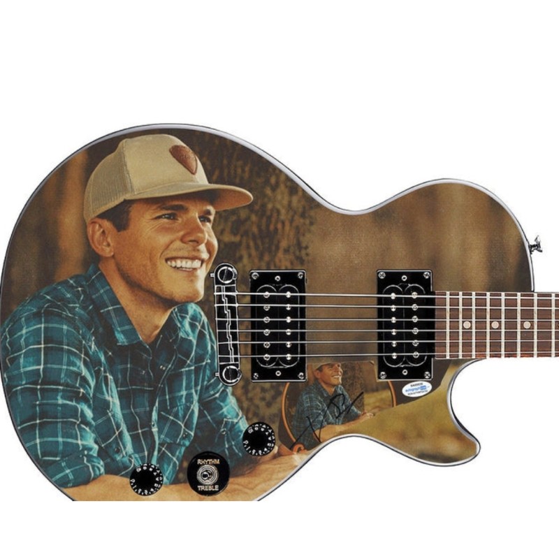 Granger Smith Signed Pickguard on a Custom Epiphone Les Paul Guitar