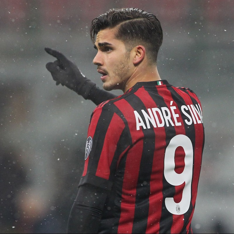 André Silva's match Worn Milan-Inter Shirt with Special Patch