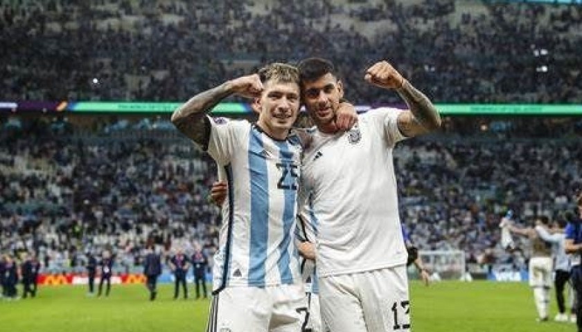 Cristian Romero and Lisandro Martínez Argentina 2022 World Cup Signed Shirt