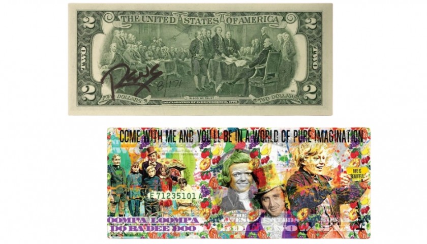 "Willy Wonka and the Chocolate Factory" - Original Two-Dollar Bill Signed by Rency