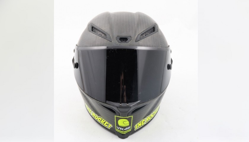Dennis Foggia's Worn and Signed VR46 Academy Helmet, Italian Motorbike Championship 2016 