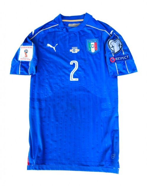 Match worn De Sciglio shirt, Italia-Spagna 06/10/16 - signed