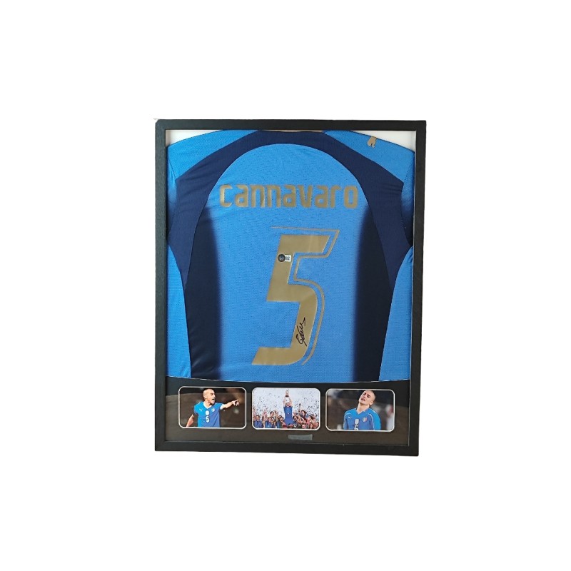 Fabio Cannavaro's Italy Signed Shirt in a Deluxe High-Quality Frame