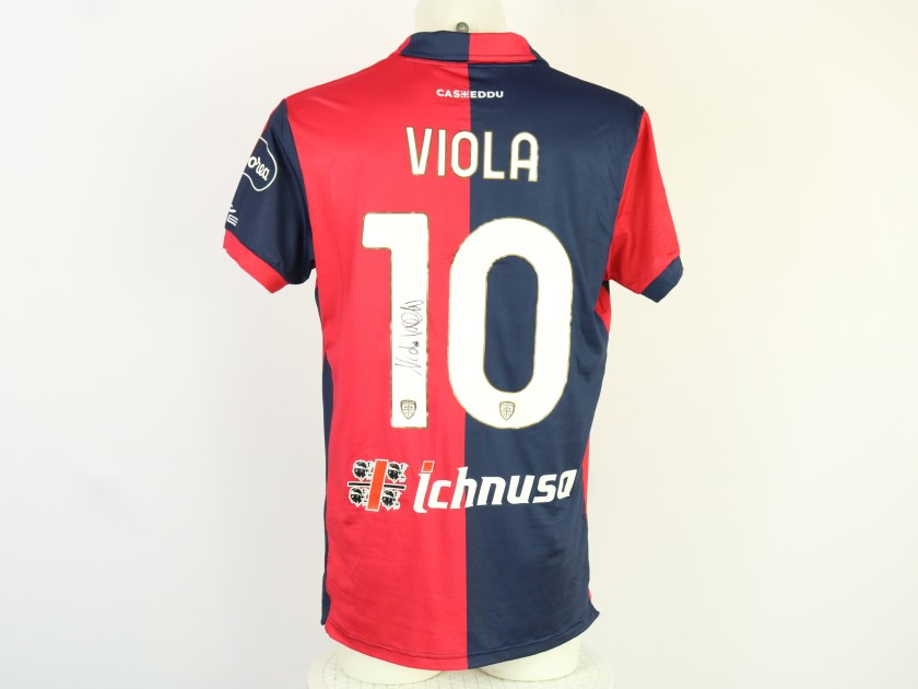 Viola's Unwashed Signed Shirt, Cagliari vs Hellas Verona 2024 "Keep Racism Out"