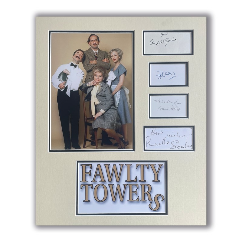 John Cleese, Prunella Scales, Connie Booth and Andrew Sachs Signed Fawlty Towers Display