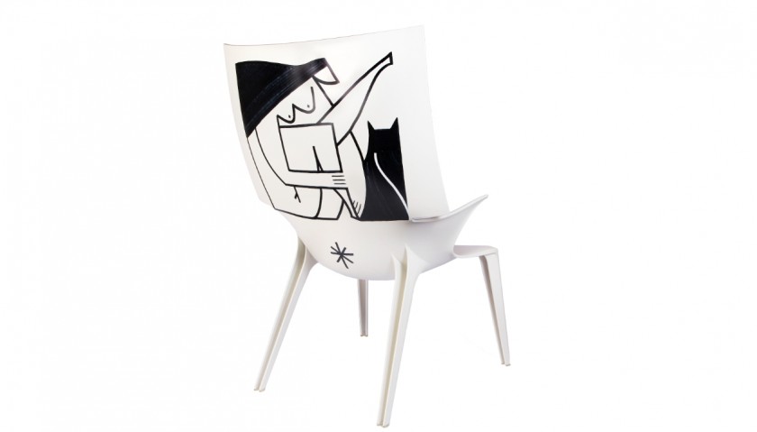 Uncle Jim Kartell Armchair Hand Decorated by Luca Font