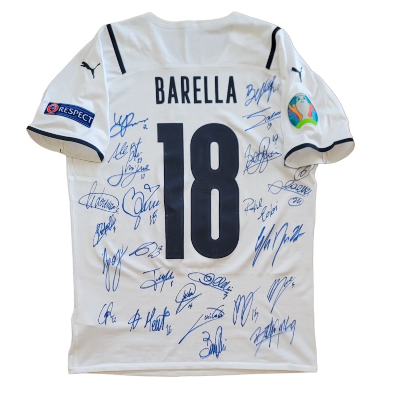 Barella's Match Shirt, Belgium vs Italy 2021 - Signed by the Squad