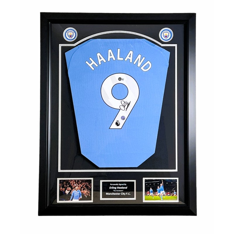 Erling Haaland's Manchester City 2023-2024 Signed and Framed Shirt
