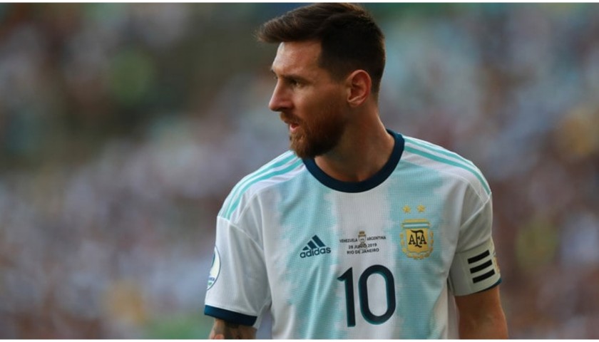 Messi's Argentina Signed Match Shirt, Brazil-Argentina 2019 