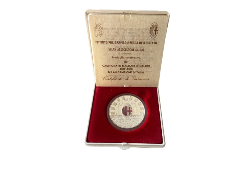 Original Silver Scudetto AC Milan Commemorative Box 1987/88