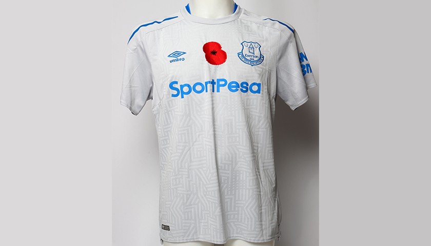 Worn Poppy Away Game Shirt Signed by Everton FC's Phil Jagielka