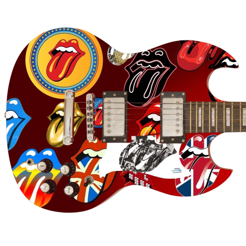 Mick Jagger of The Rolling Stones Signed Custom Graphics Guitar