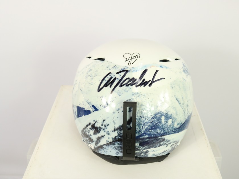 Slalom race helmet worn and signed by Marc Rochat