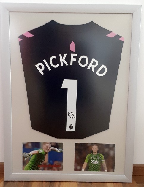 Jordan Pickford's Everton Signed and Framed Shirt 