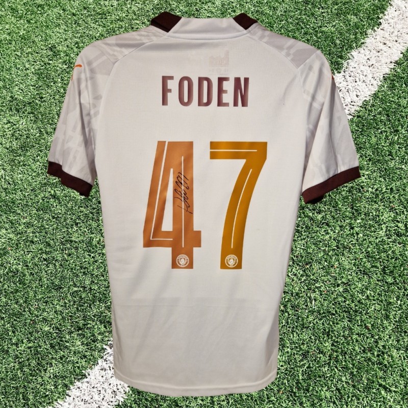 Phil Foden Signed Manchester City 2023-24 Away Football Shirt COA