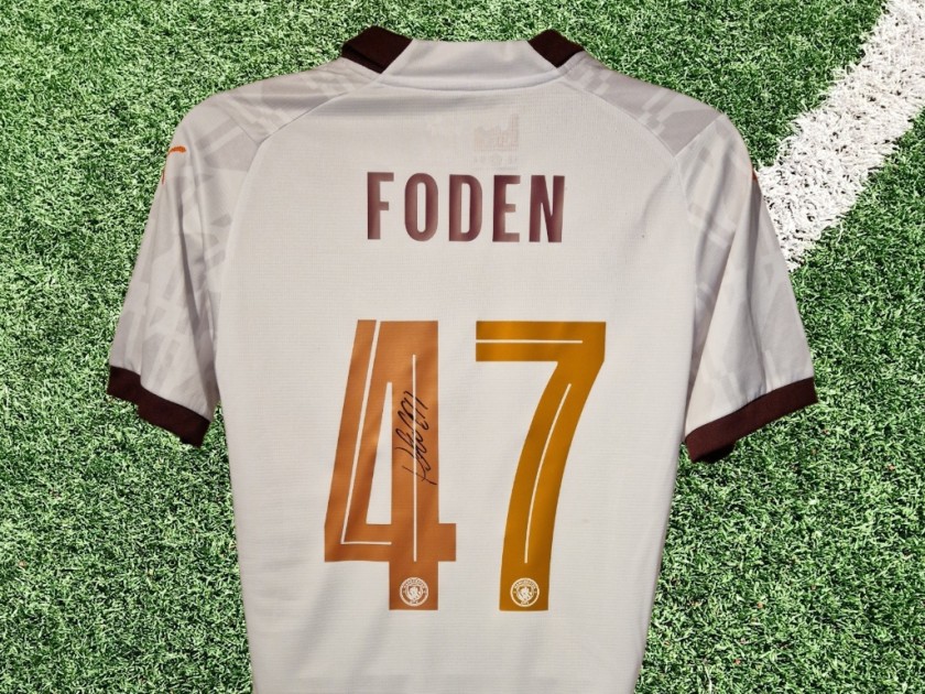 Phil Foden Signed Manchester City 2023-24 Away Football Shirt COA