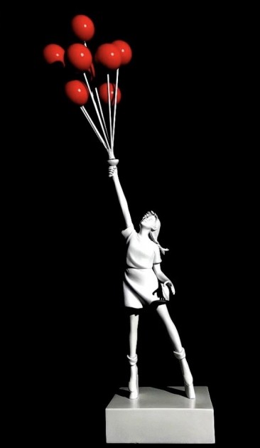 Scultura Banksy "Flying Balloons Girl" Medicom x Brandalism