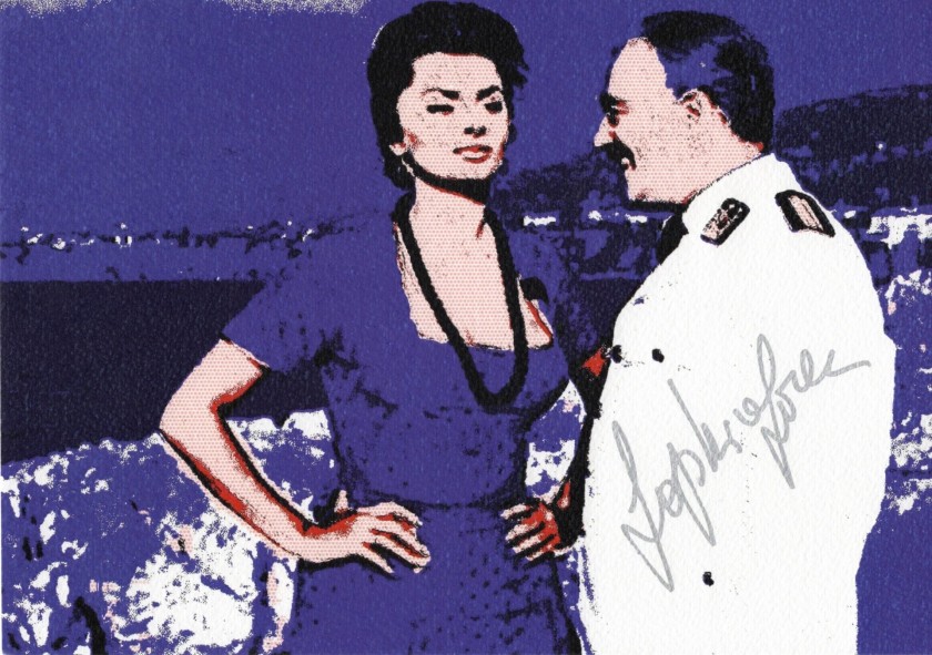 Artwork by Marcello Mastroianni and Sophia Loren - Signed by Sophia Loren