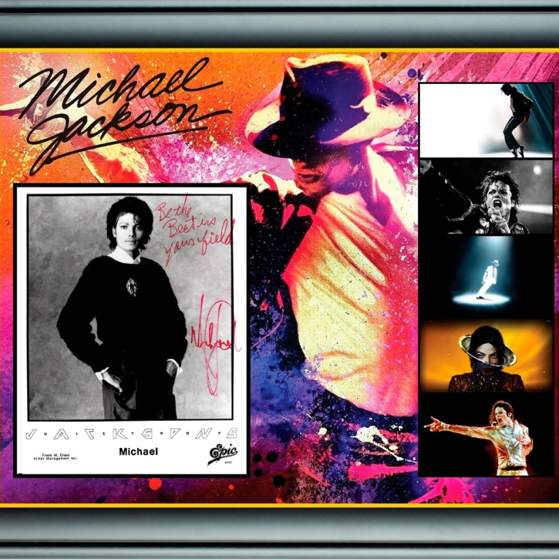 Michael Jackson Signed Photo Display