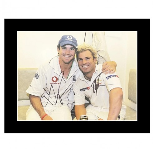 Shane Warne and Kevin Pietersen Signed Photo Display