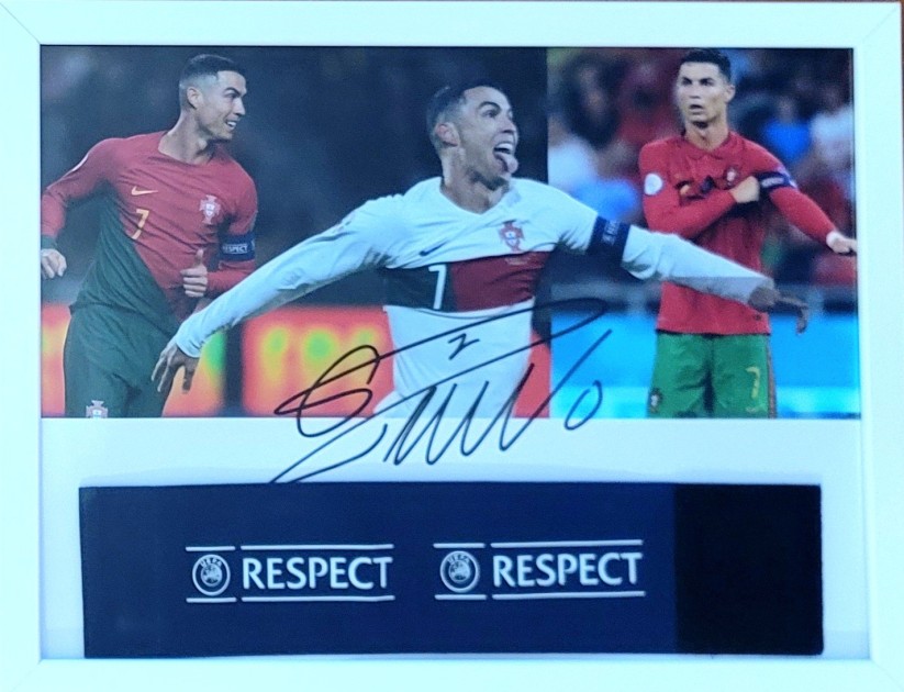 Respect Captain's Match-Issued Armband - With Photo Signed by Cristiano Ronaldo