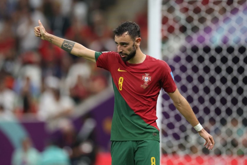 Bruno Fernandes' Worn and Unwashed Shirt, Portugal-Switzerland WC Qatar 2022 