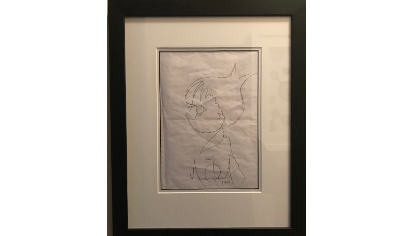 Michael Jackson Original Signed Framed Sketch 1999 Peter Pan