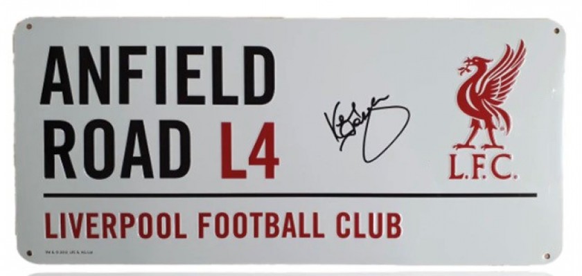 Kenny Dalglish Signed "Anfield Road" Street Sign