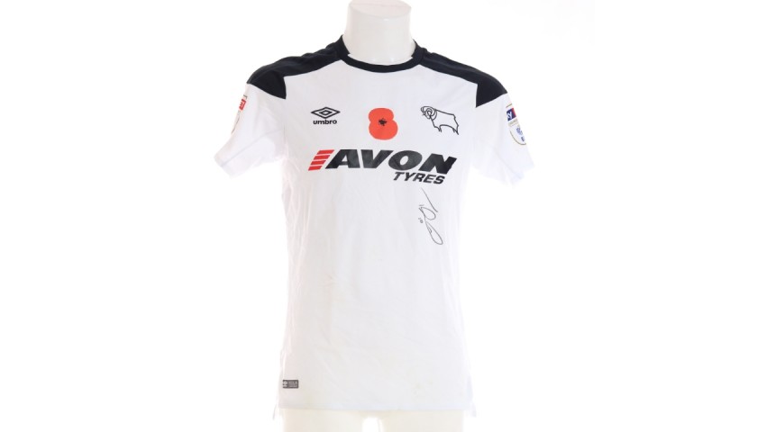 Lawrence's Worn and Signed Derby County Poppy Shirt