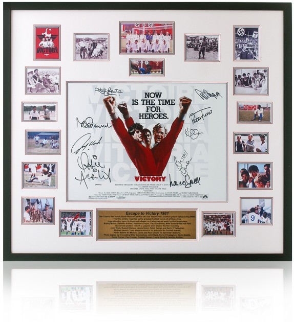 'Escape To Victory' Movie Poster Print Presentation Signed by Nine Footballers 