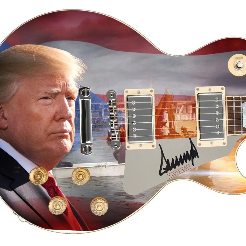 President Donald Trump Signed Custom Fighting For America Graphics Guitar