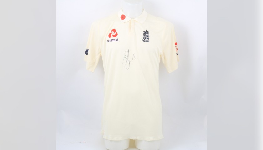 ECB 2018 Cricket Test Poppy Shirt Signed by Stone