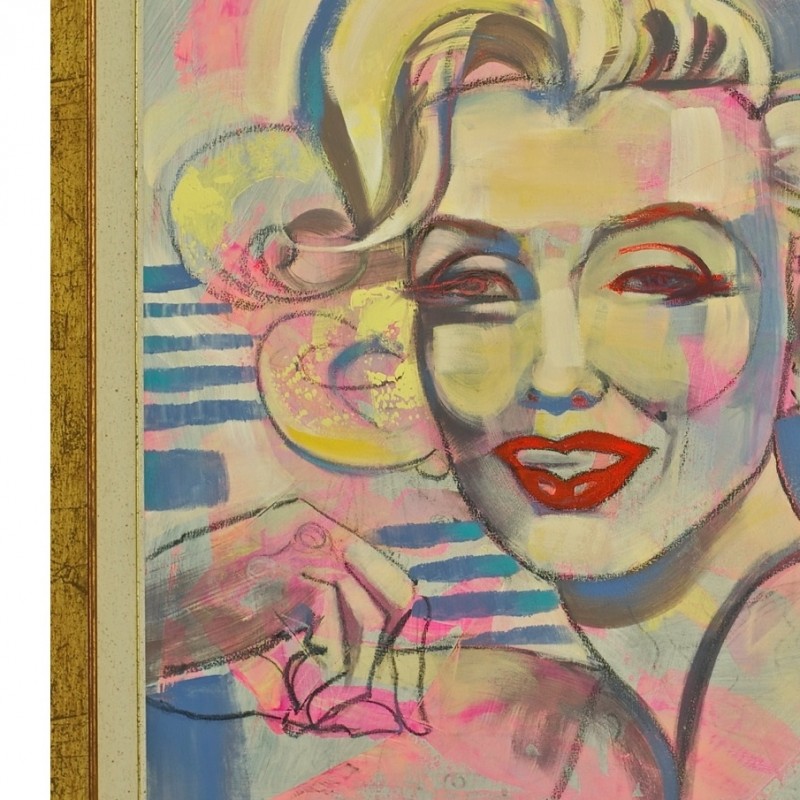 Receive from Anna Pennati "Marilyn' lips" portrait on canvas and discover the artist's studio