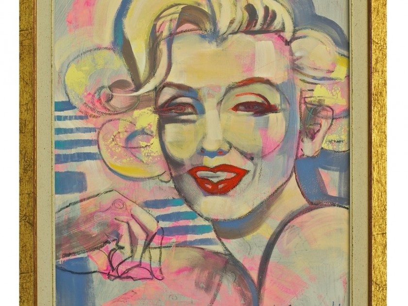 Receive from Anna Pennati "Marilyn' lips" portrait on canvas and discover the artist's studio