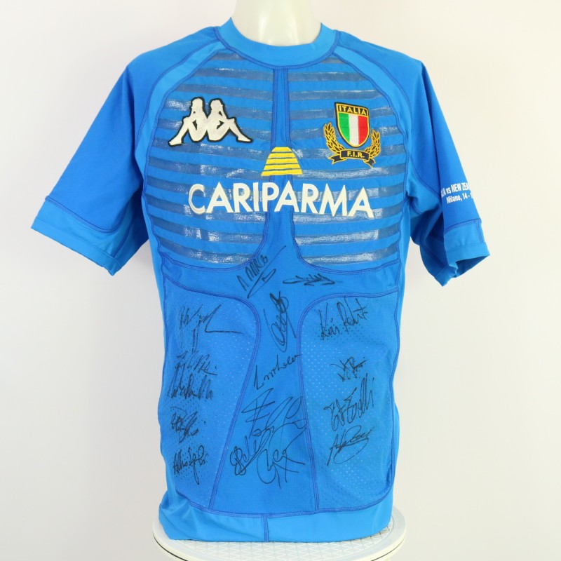 Italy vs New Zealand Match Shirt, 2009 - Signed by the Squad