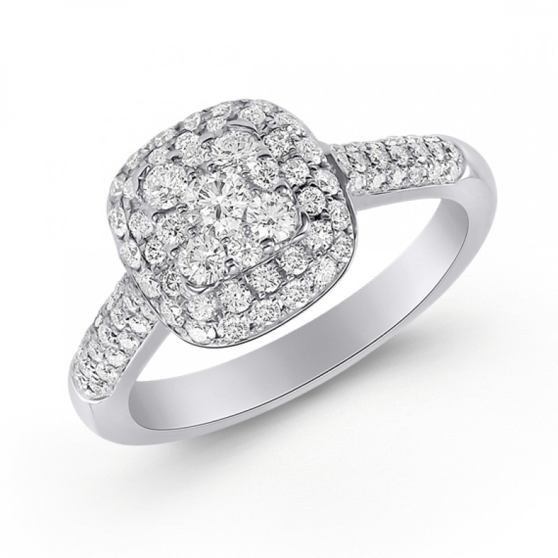 14KT White Gold Diamond Ring with  .86 Carats