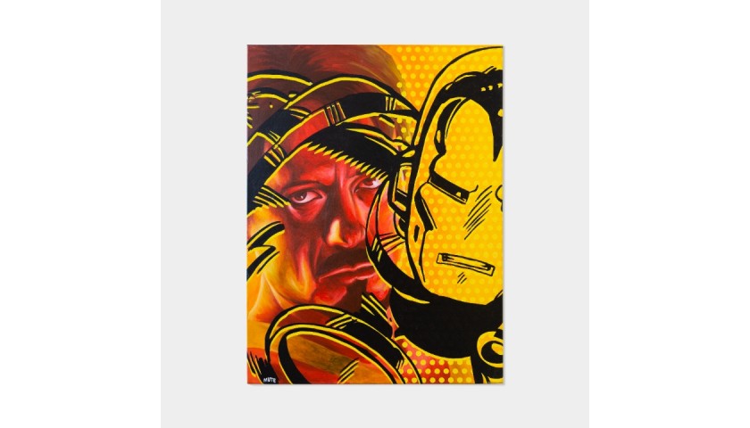 Mute 'Tony Stark is Iron Man' Oil Painting on Canvas