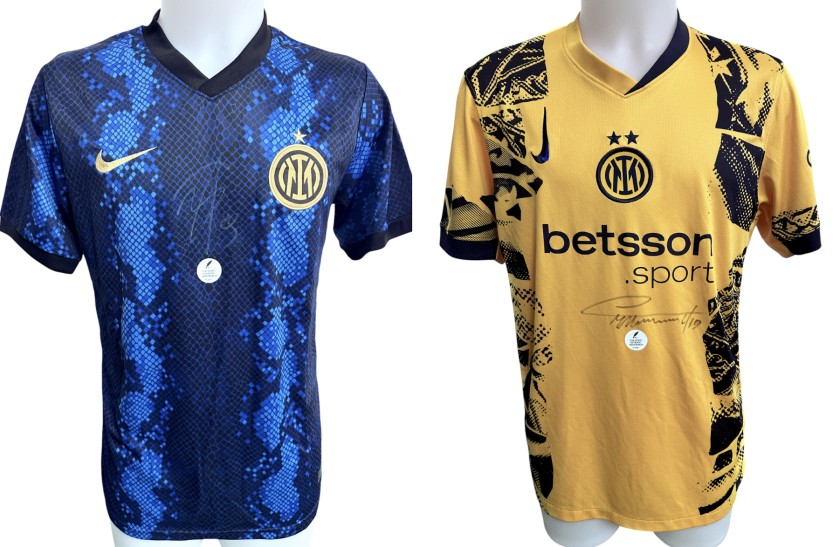 Collection of Two Inter Replica Shirt - Signed by Marcus Thuram and Lautaro Martinez