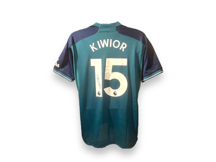 Maglia ufficiale da trasferta firmata da Jakub Kiwior per l'Arsenal 2023/24