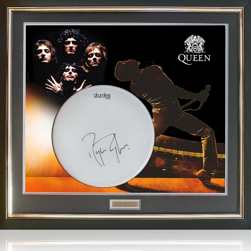 Roger Taylor of Queen Signed Drum Skin Presentation