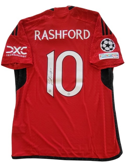 Maglia Preparata Rashford Manchester United, UCL 2023/24 - Autografata