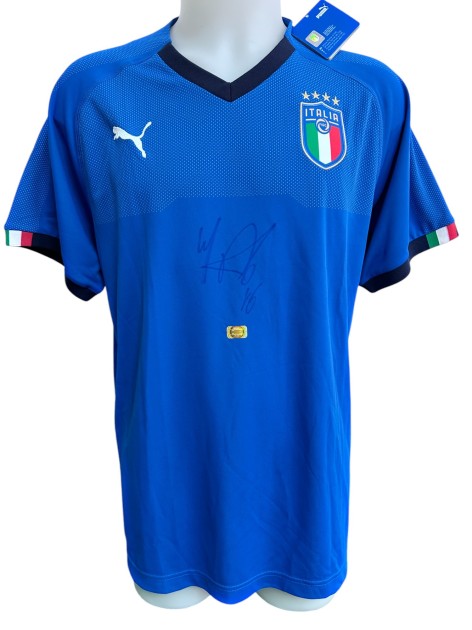 Italy's Official Shirt, 2018 - Signed by Marco Parolo