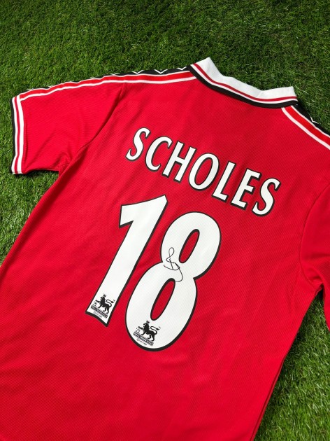 Paul Scholes Signed Manchester United 1999 Home Football Shirt COA