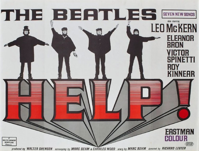 Beatles "HELP" British Quad Cinema 1965 Poster 