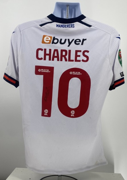 La maglia firmata di Dion Charles del Bolton Wanderers indossata durante la partita