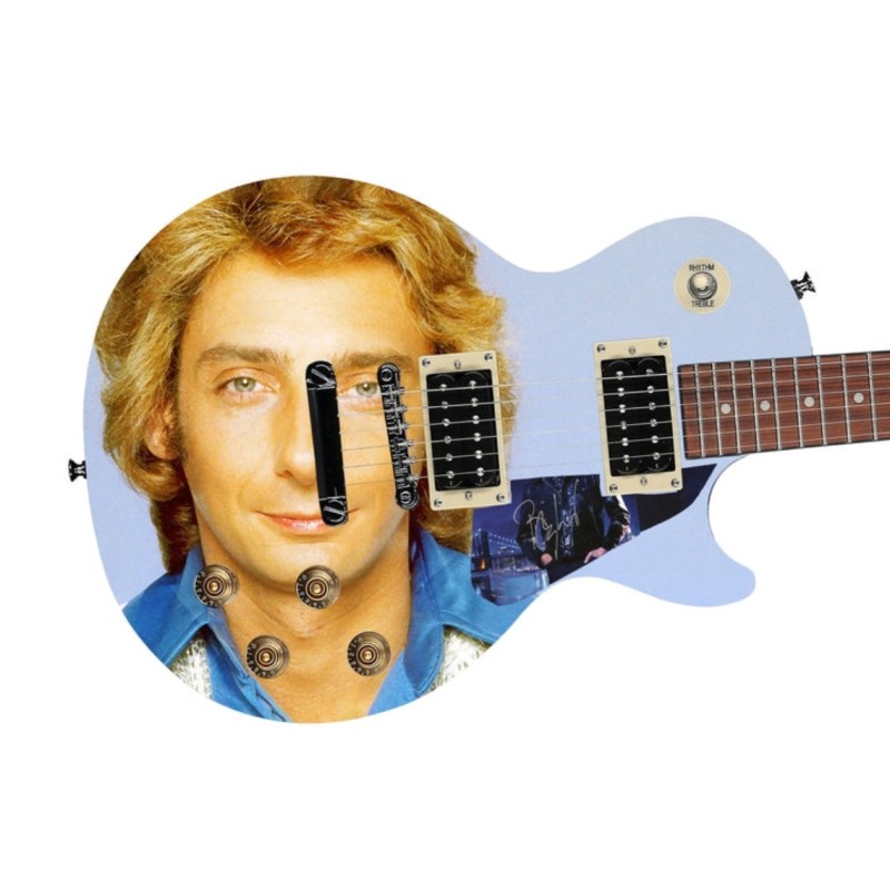 Barry Manilow Signed Pickguard on a Custom Les Paul 100 Guitar