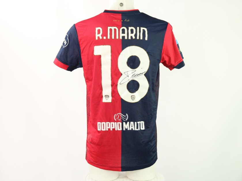 Marin's Signed Unwashed Shirt, Cagliari vs Bologna 2024