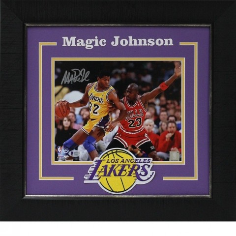 Magic Johnson Signed Lakers Framed Photograph