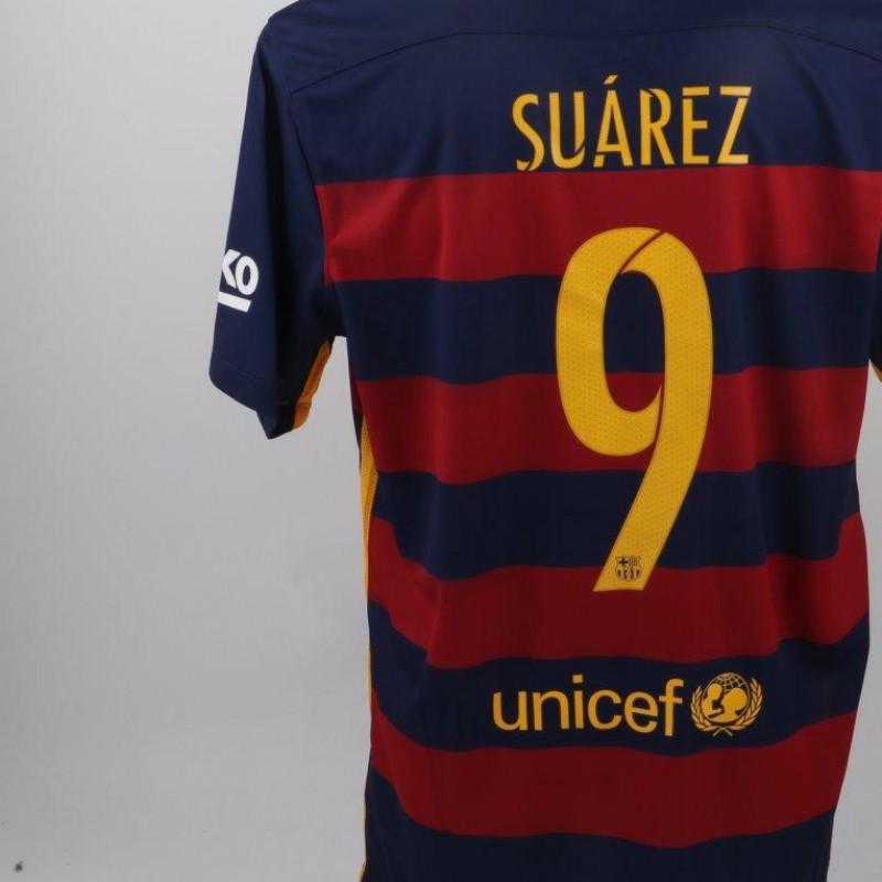 Official Suarez Barcelona shirt, Liga 2015/2016 - signed